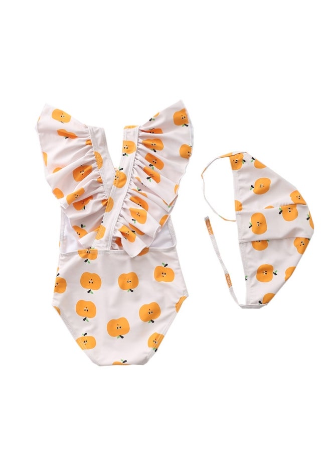 Girl's Cute Swimwear With Cap 110cm