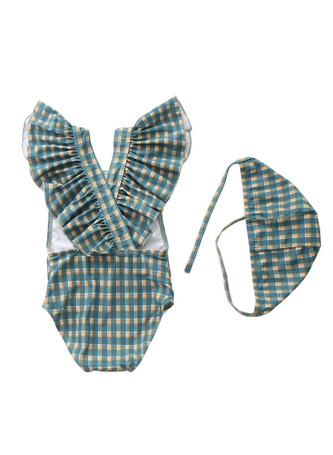 XiuWoo Girl's Cute Swimwear With Cap 110cm 