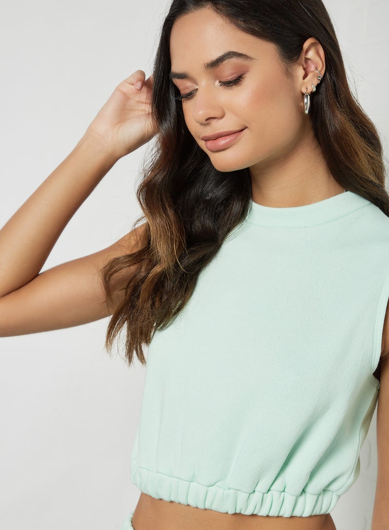 Sivvi x GenM - Sleeveless Fleece Crop Top Green - Image 1