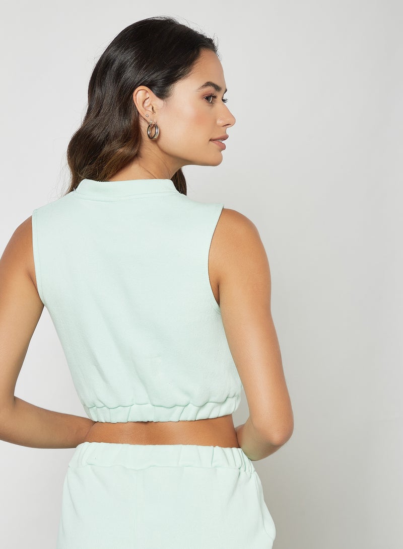 Sivvi x GenM - Sleeveless Fleece Crop Top Green - Image 1