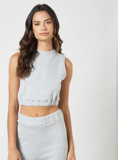 Sivvi x GenM Sleeveless Fleece Crop Top Grey