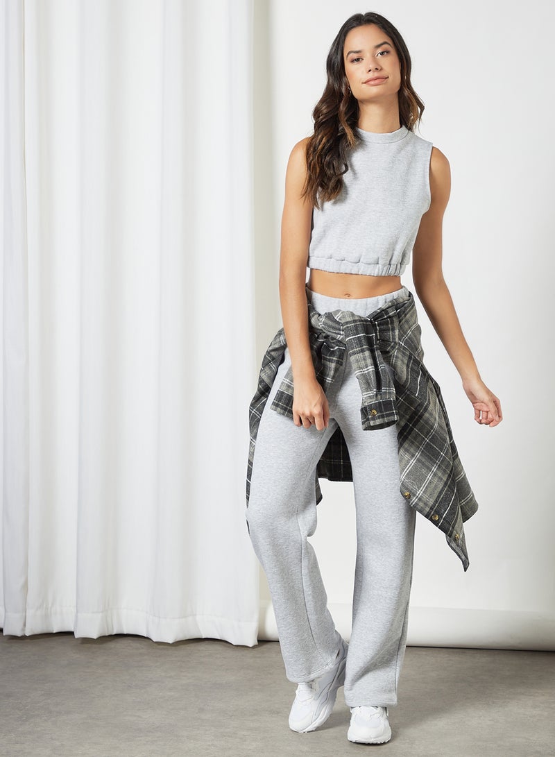 Sivvi x GenM - Sleeveless Fleece Crop Top Grey - Image 1