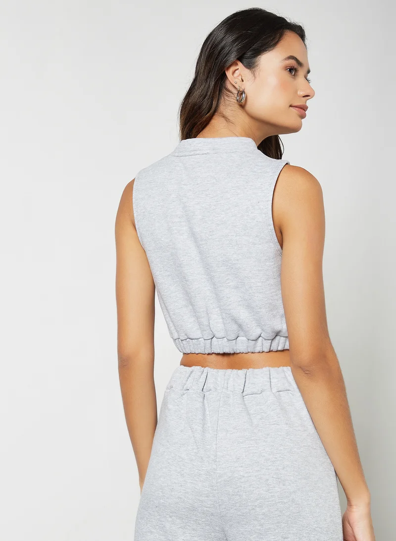 Sivvi x GenM Sleeveless Fleece Crop Top Grey