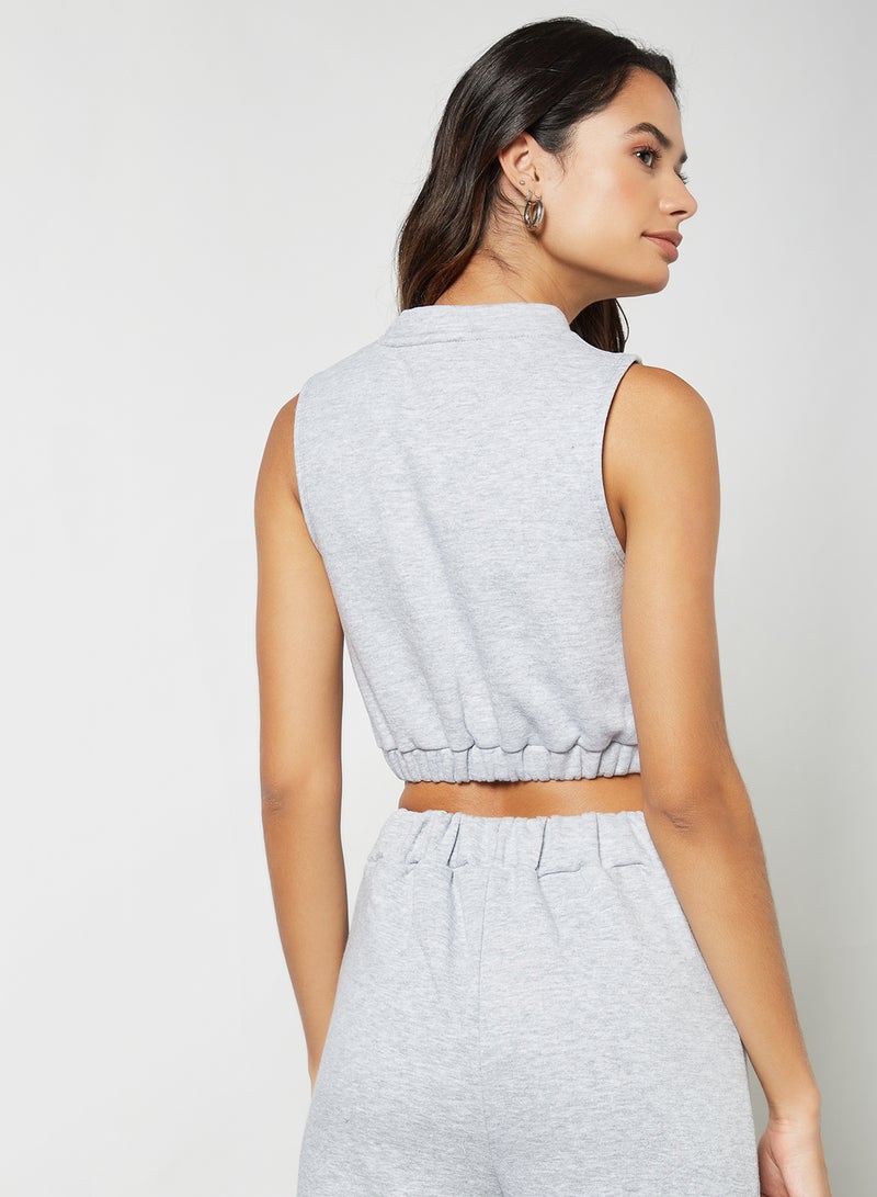 Sivvi x GenM - Sleeveless Fleece Crop Top Grey - Image 1