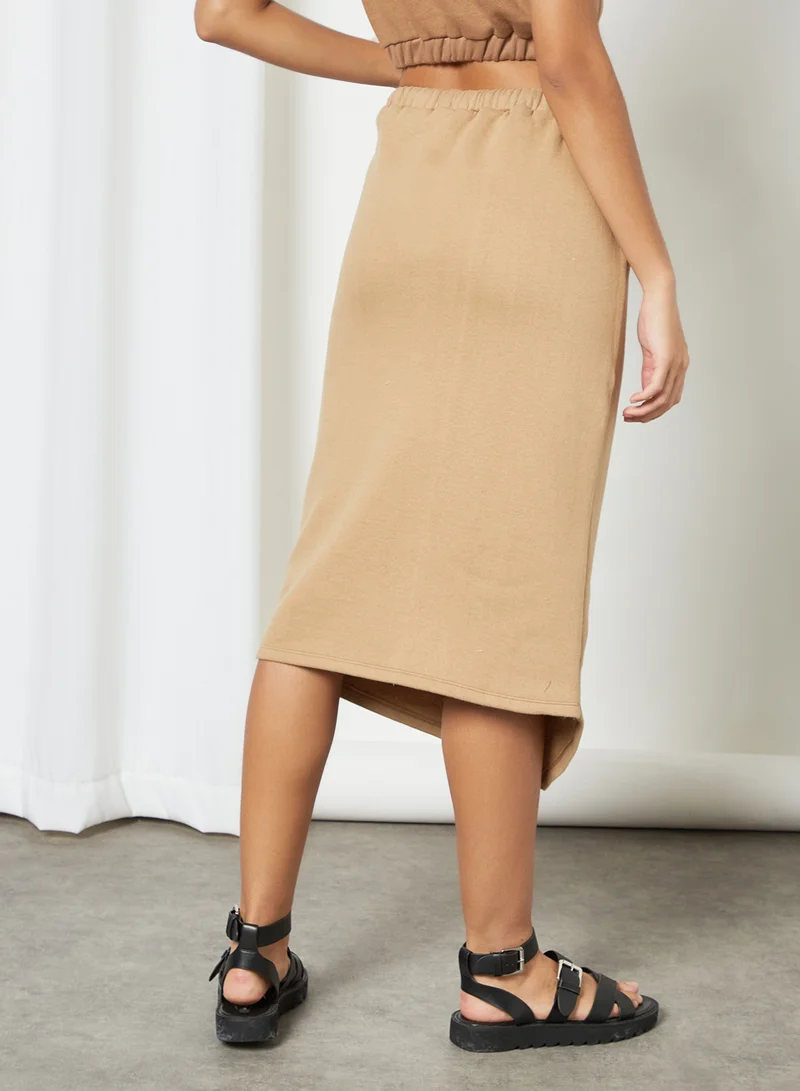 Sivvi x GenM Fleece Drawstring Waist Skirt Beige