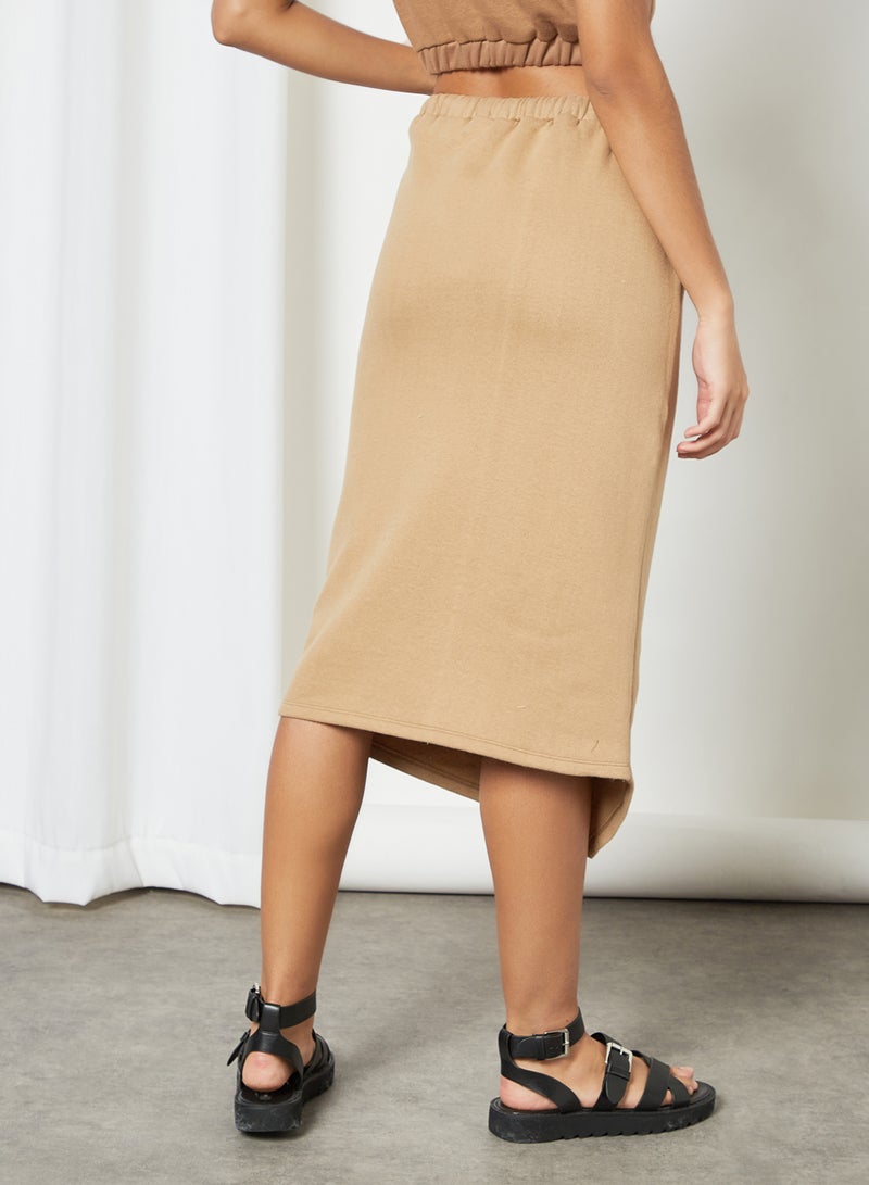 Sivvi x GenM - Fleece Drawstring Waist Skirt Beige - Image 1