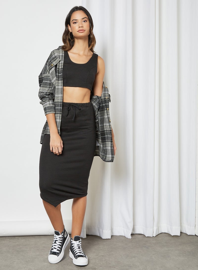 Sivvi x GenM - Fleece Drawstring Waist Skirt Black - Image 1