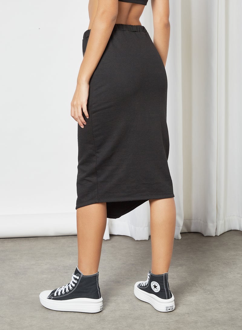 Sivvi x GenM - Fleece Drawstring Waist Skirt Black - Image 1