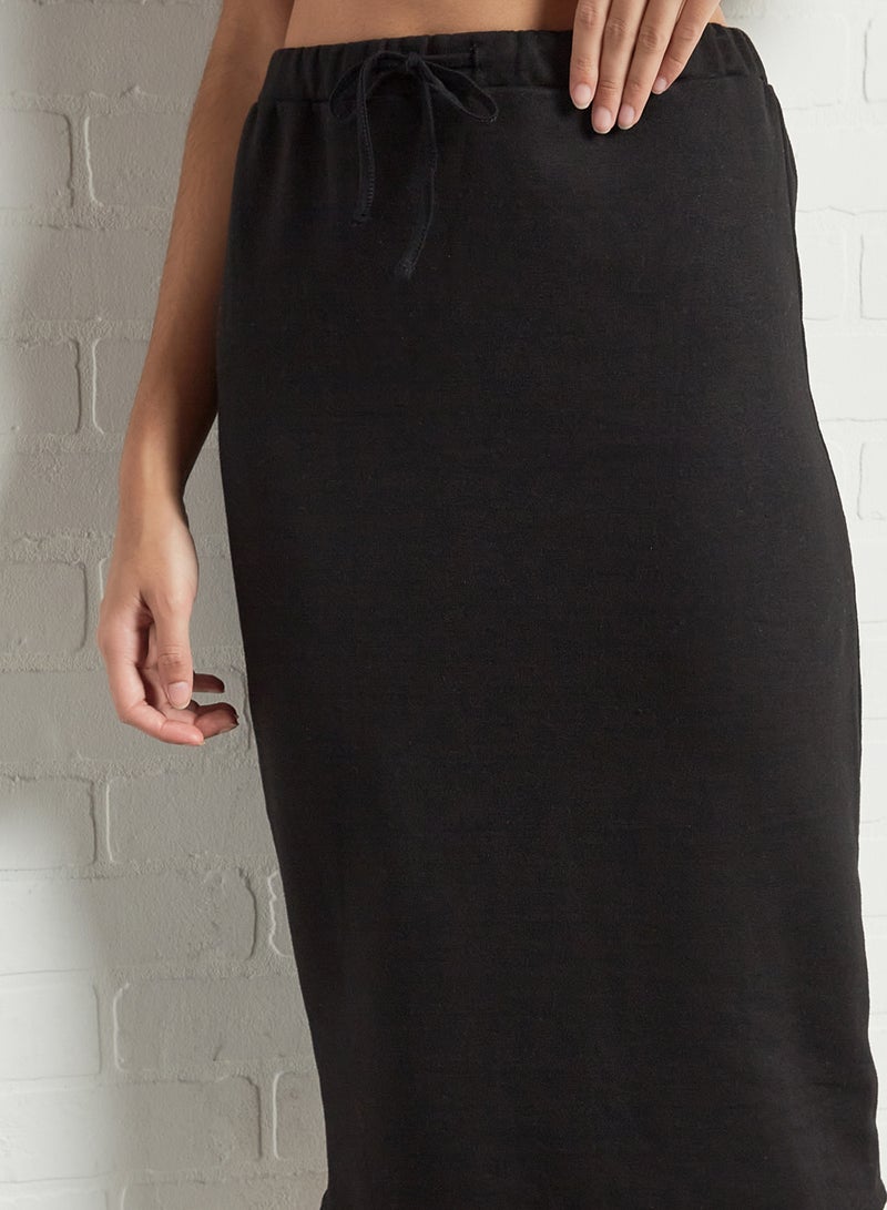 Sivvi x GenM - Fleece Drawstring Waist Skirt Black - Image 1
