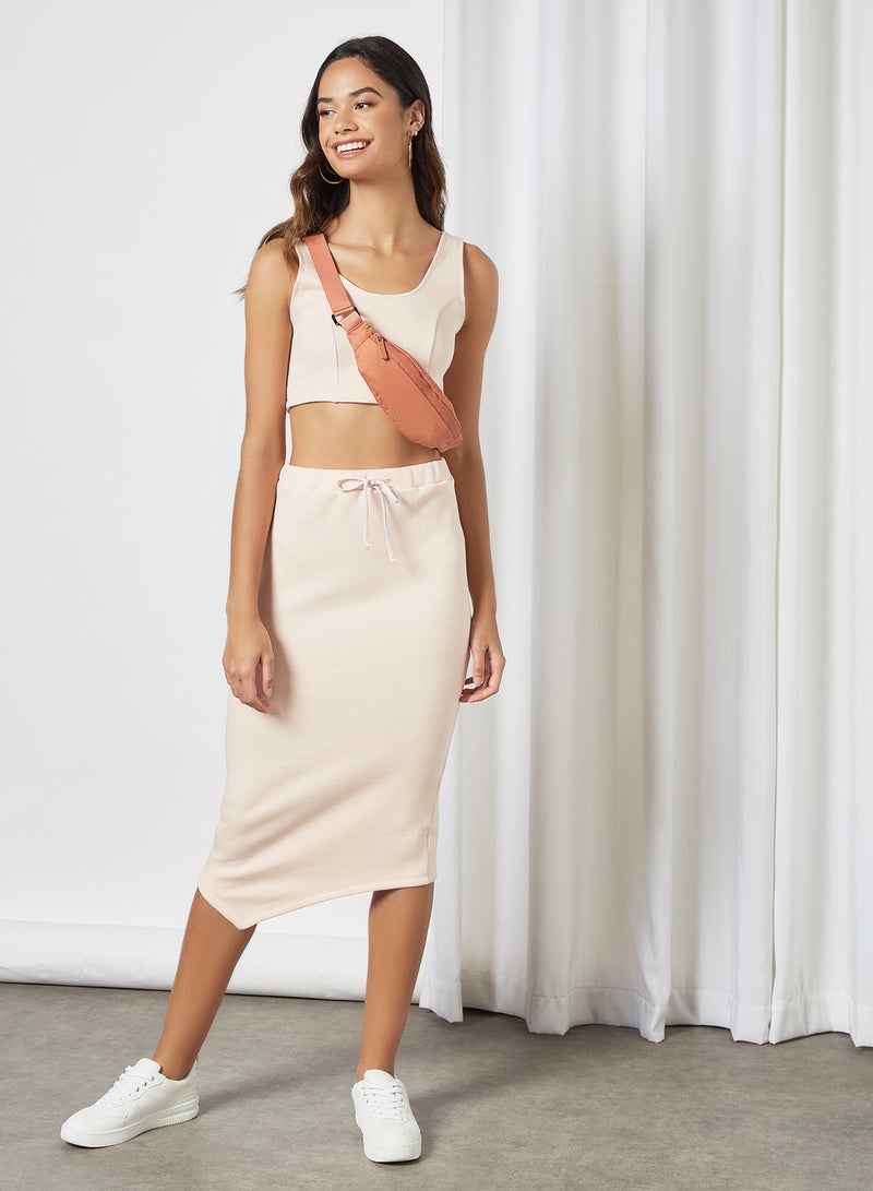 Sivvi x GenM - Fleece Drawstring Waist Skirt Pink - Image 1