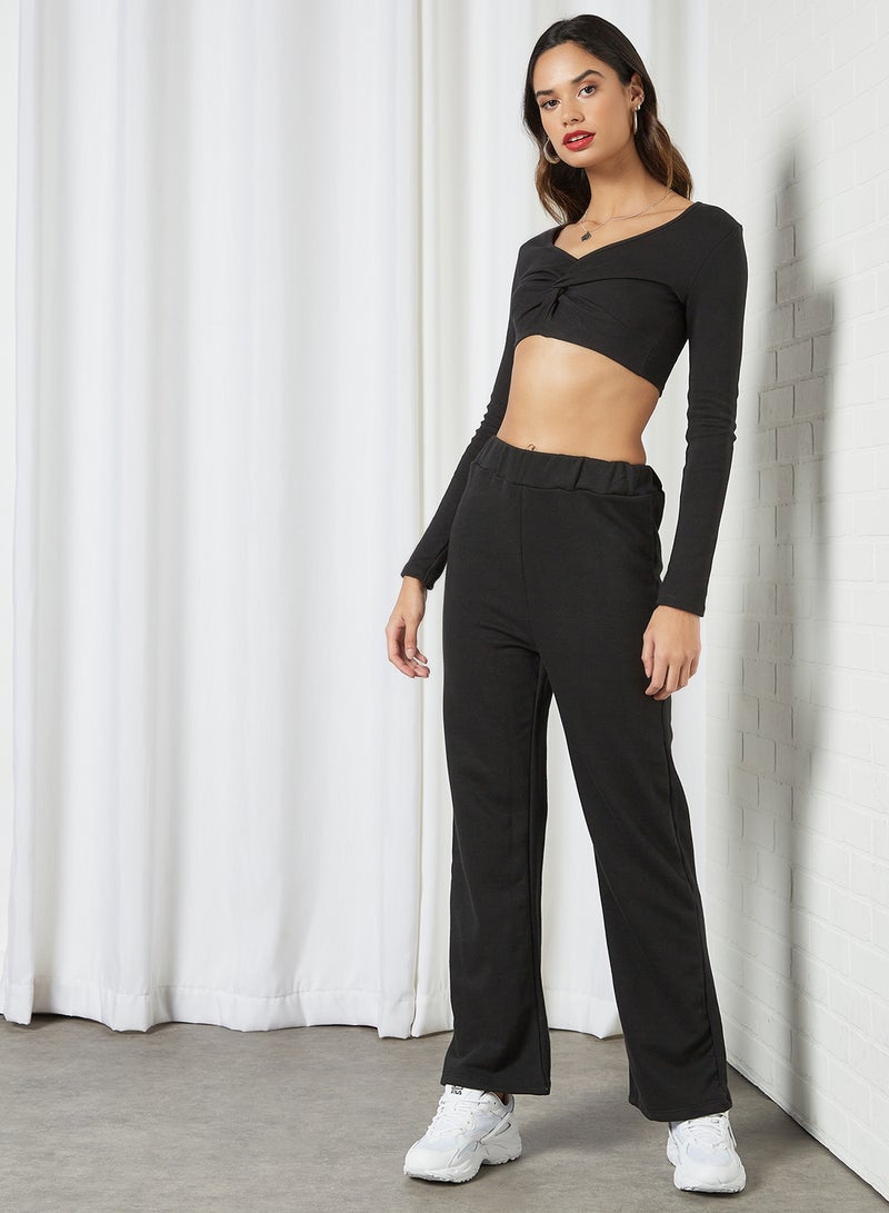 Sivvi x GenM - Fleece Wide Leg Jogger Black - Image 1