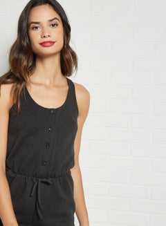 Sivvi x GenM Drawstring Waist Detail Playsuit Black  - Image 4