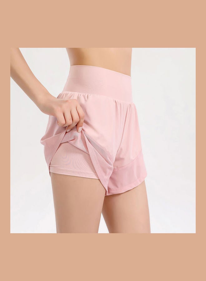 2-in-1 Style Breathable Sports Shorts Pink  - Image 1