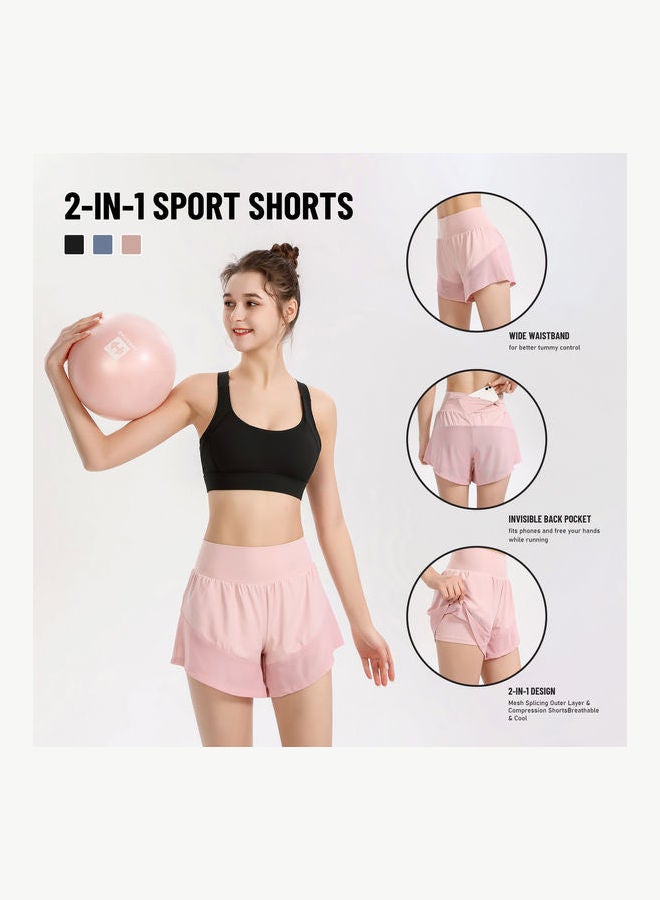 2-in-1 Style Breathable Sports Shorts Pink  - Image 3