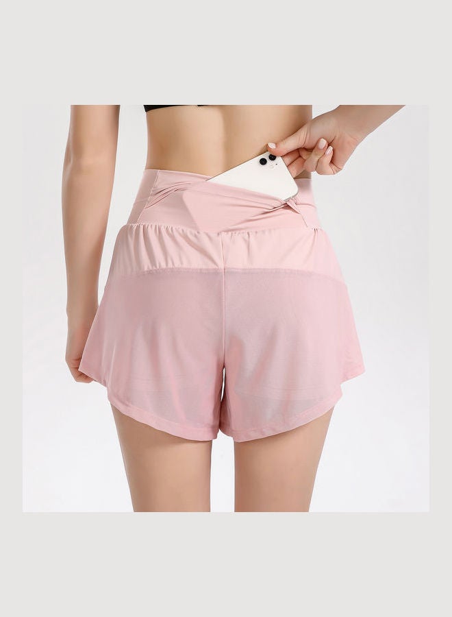 2-in-1 Style Breathable Sports Shorts Pink  - Image 5