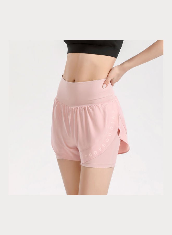 2-in-1 Style Breathable Sports Shorts Pink  - Image 2