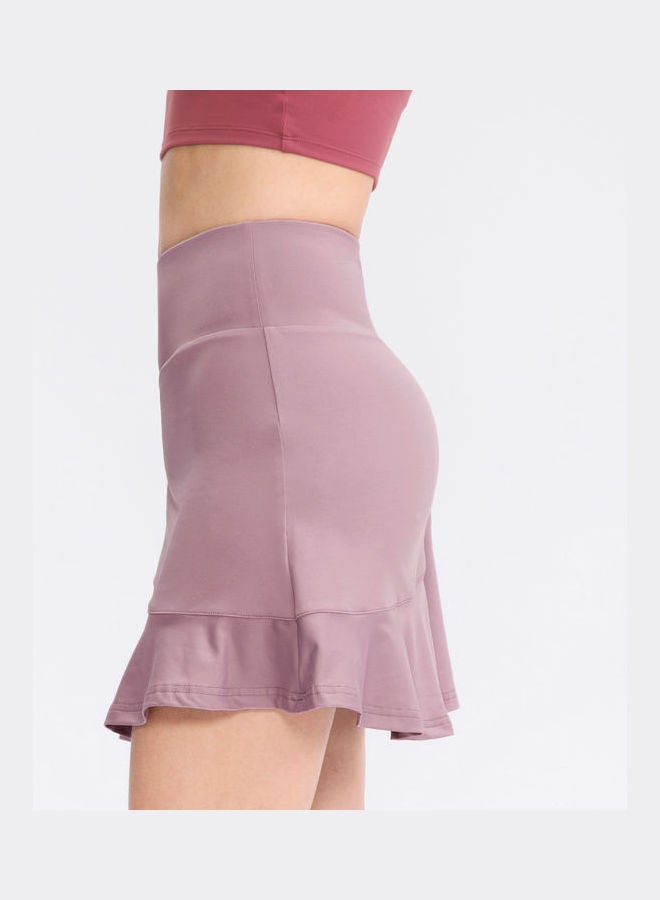 Quick Dry Ruffled Sport Skirt With Shorts Purple/Black  - Image 3
