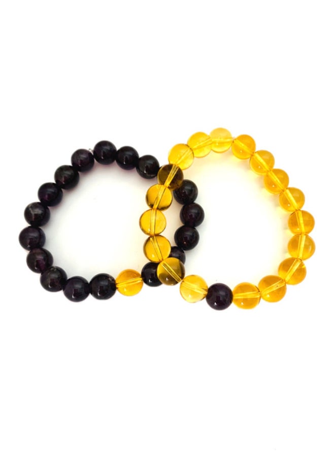 Miracle Empire 2-Piece Natural Citrine And Amethyst  Bracelet Set - Image 1