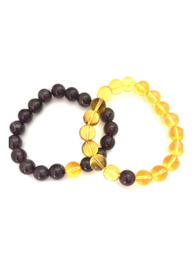 Miracle Empire 2-Piece Natural Citrine And Amethyst  Bracelet Set - Image 2