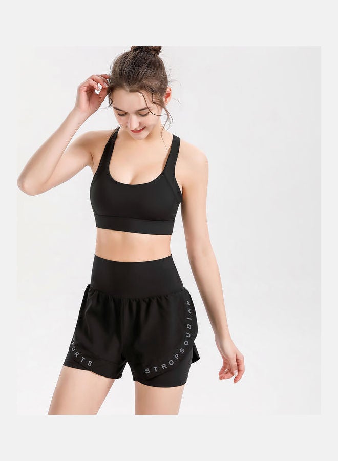 2-in-1 Style Breathable Sports Shorts Black  - Image 2