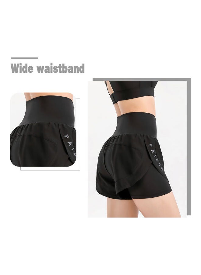 2-in-1 Style Breathable Sports Shorts Black  - Image 3