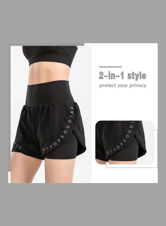 2-in-1 Style Breathable Sports Shorts Black  - Image 5