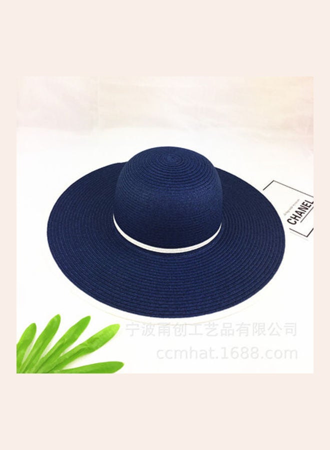 Beauenty Big Brim Straw Hat Blue/White 