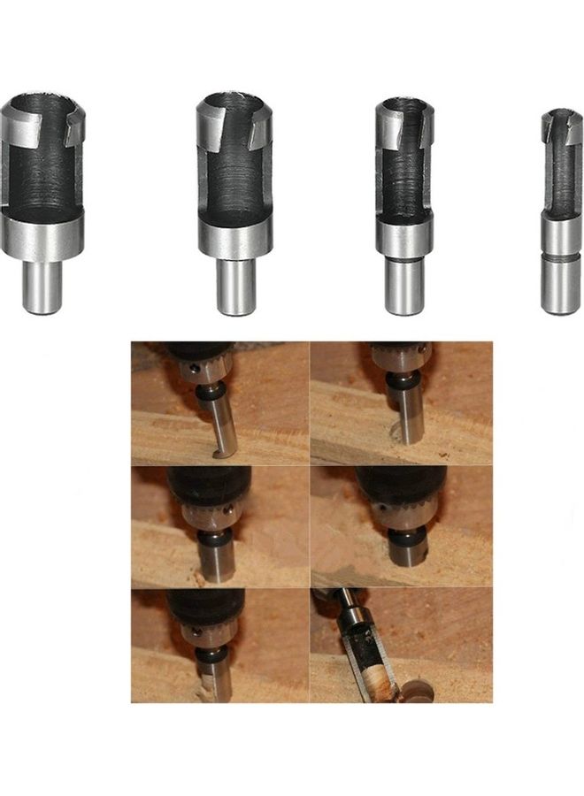 Generic 4-Piece Carbon Steel Plug Drill Bits Silver/Black  - Image 5