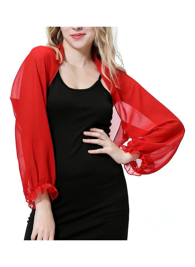 Comfortable Raglan Sleeve Shawl Red - Image 5