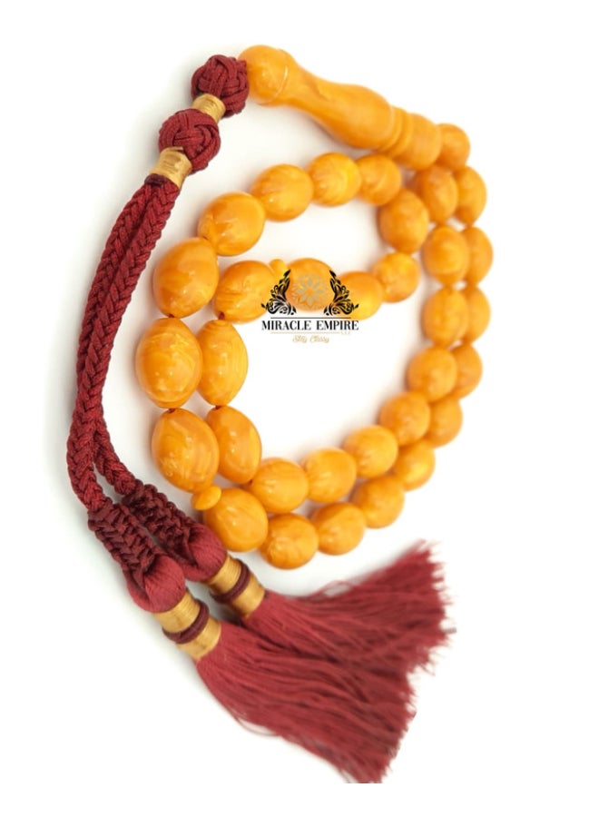 Miracle Empire Amber Sand Tasbih Misbaha Prayer Beads - Image 1