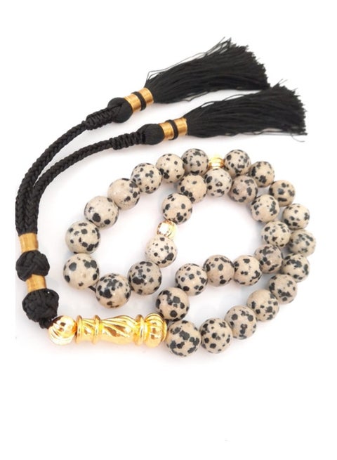 Exclusive Design Natural Jasper 18k Gold Plated Handmade Tassel Prayer Beads