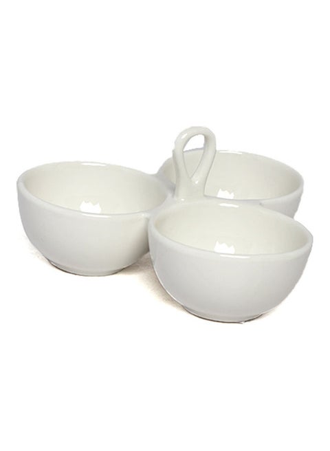 3-Section Porcelain Serving Bowl White 17x17x8.36cm