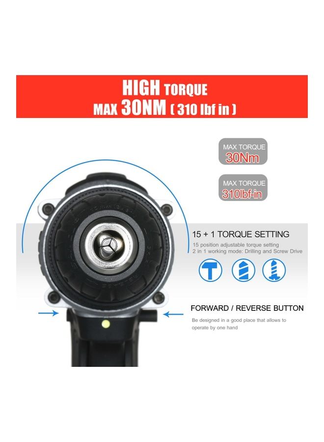 طقم مثقاب كهربائي مكون من 4 قطع أسود / رمادي / أحمر - Image 4