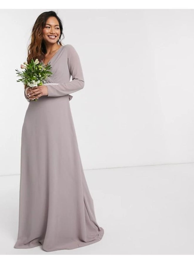 tfnc LONDON - Danielle Back Knot Detail Maxi Dress Grey - Image 1