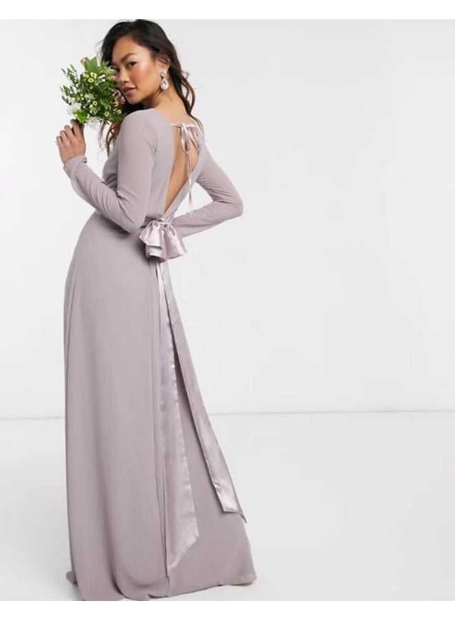 tfnc LONDON - Danielle Back Knot Detail Maxi Dress Grey - Image 1