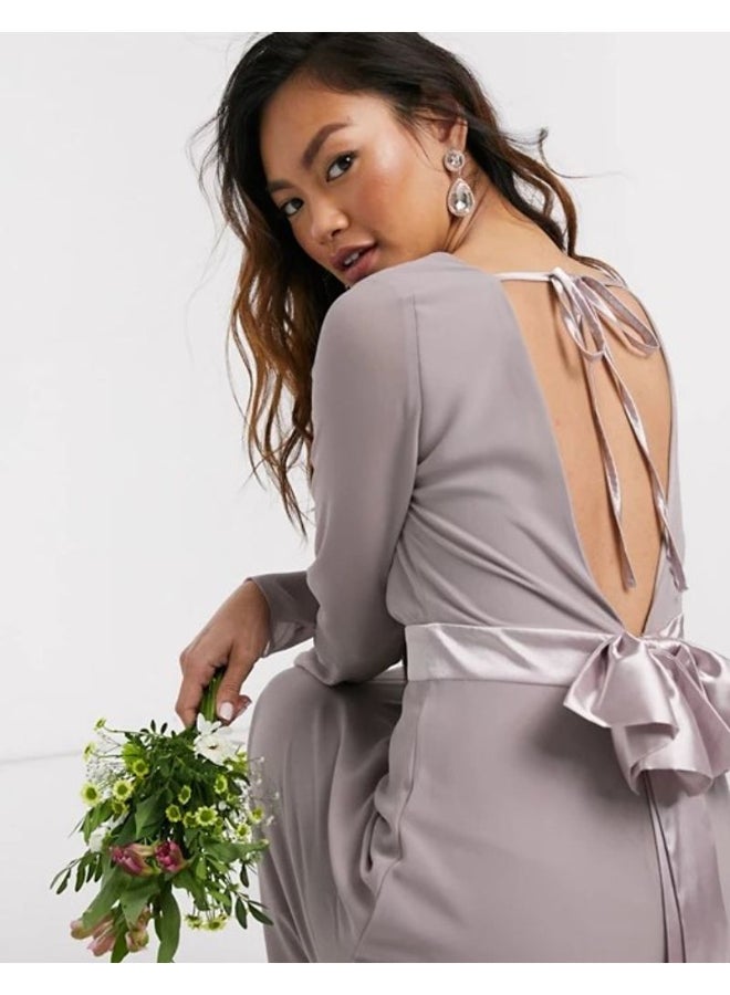 tfnc LONDON - Danielle Back Knot Detail Maxi Dress Grey - Image 1