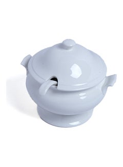 Squalo Porcelain Soup Bowl With Lid And Spoon White 3000ml  - Image 1