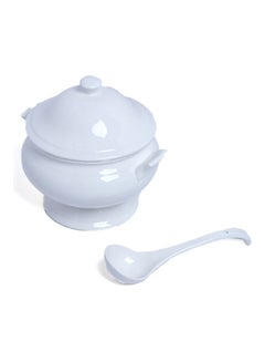 Squalo Porcelain Soup Bowl With Lid And Spoon White 3000ml  - Image 2