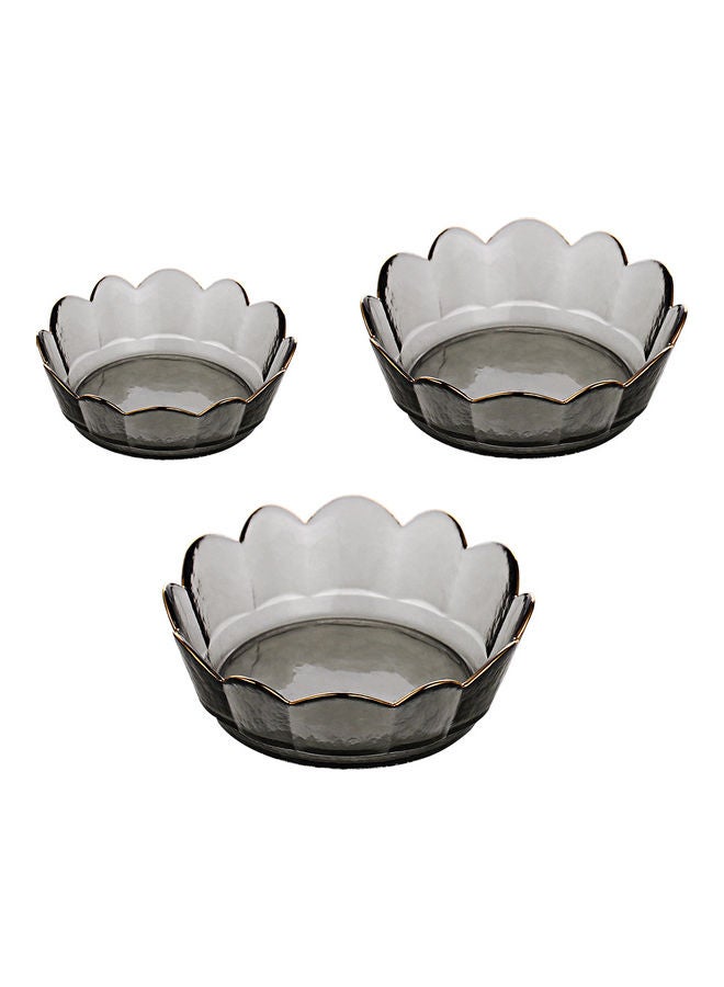 Shuer 3-Piece Crown Glass Bowls Grey 19.7x14.7x6.5cm  - Image 1