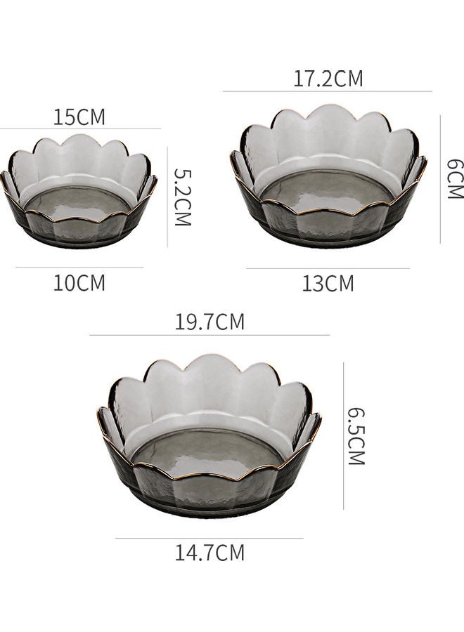 Shuer 3-Piece Crown Glass Bowls Grey 19.7x14.7x6.5cm  - Image 4