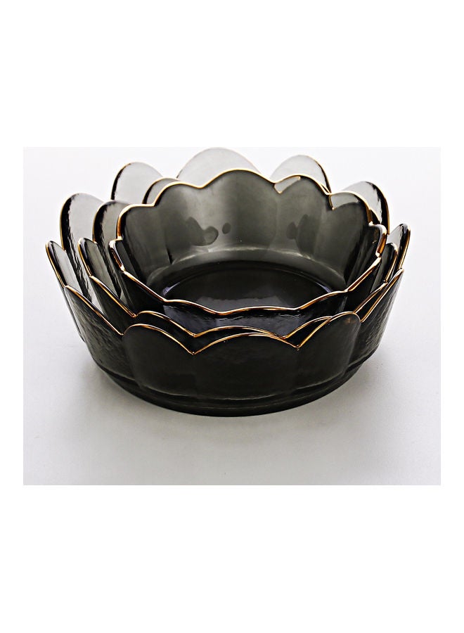 Shuer 3-Piece Crown Glass Bowls Grey 19.7x14.7x6.5cm  - Image 5