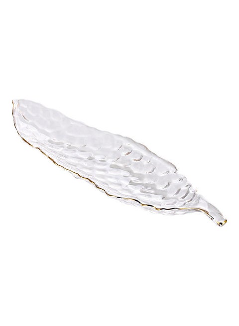 Pea Shaped Plate Glass Clear/Gold 39x11.5x4.5cm