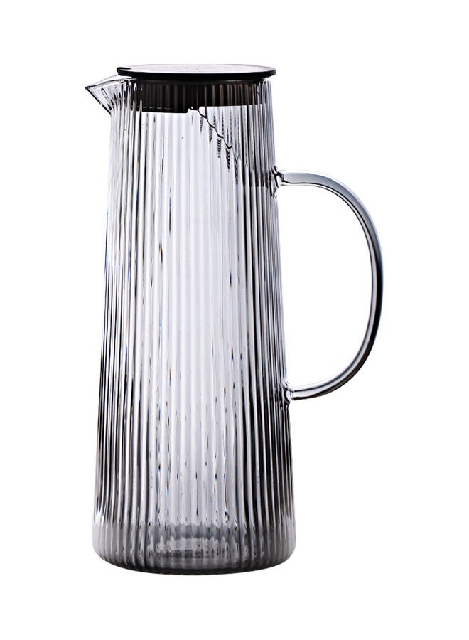 Shuer - Nordic Style Striped Glass Jug Grey/Brown 9.5x9.5x25cm - Image 1