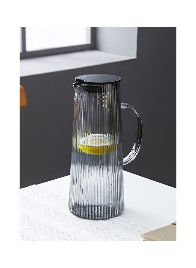 Shuer - Nordic Style Striped Glass Jug Grey/Brown 9.5x9.5x25cm - Image 1