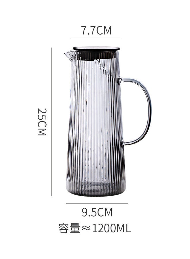 Shuer - Nordic Style Striped Glass Jug Grey/Brown 9.5x9.5x25cm - Image 1