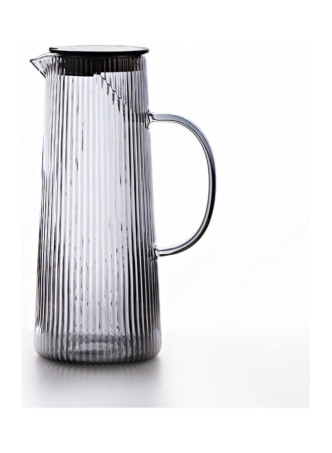 Shuer - Nordic Style Striped Glass Jug Grey/Brown 9.5x9.5x25cm - Image 1