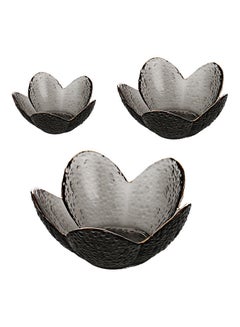 Shuer 3-Piece Lotus Glass Bowls Grey 16.5x7.5x9cm  - Image 1