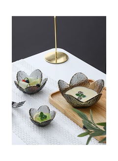 Shuer 3-Piece Lotus Glass Bowls Grey 16.5x7.5x9cm  - Image 2