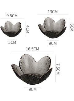 Shuer 3-Piece Lotus Glass Bowls Grey 16.5x7.5x9cm  - Image 4