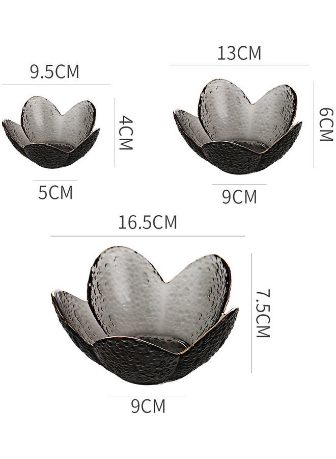 شور طقم أوعية من الزجاج بتصميم على شكل زهرة اللوتس، من 3 قطع رمادي 16.5x7.5x9سم  - Image 4